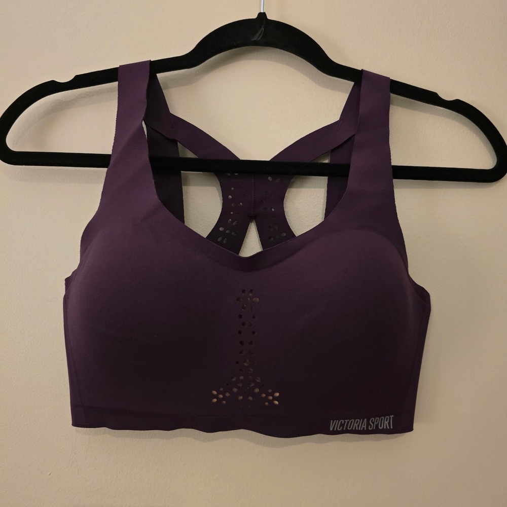 Victoria Sport Angel Max Sports Bra 32D Purple Laser Cut High Impact Racerback